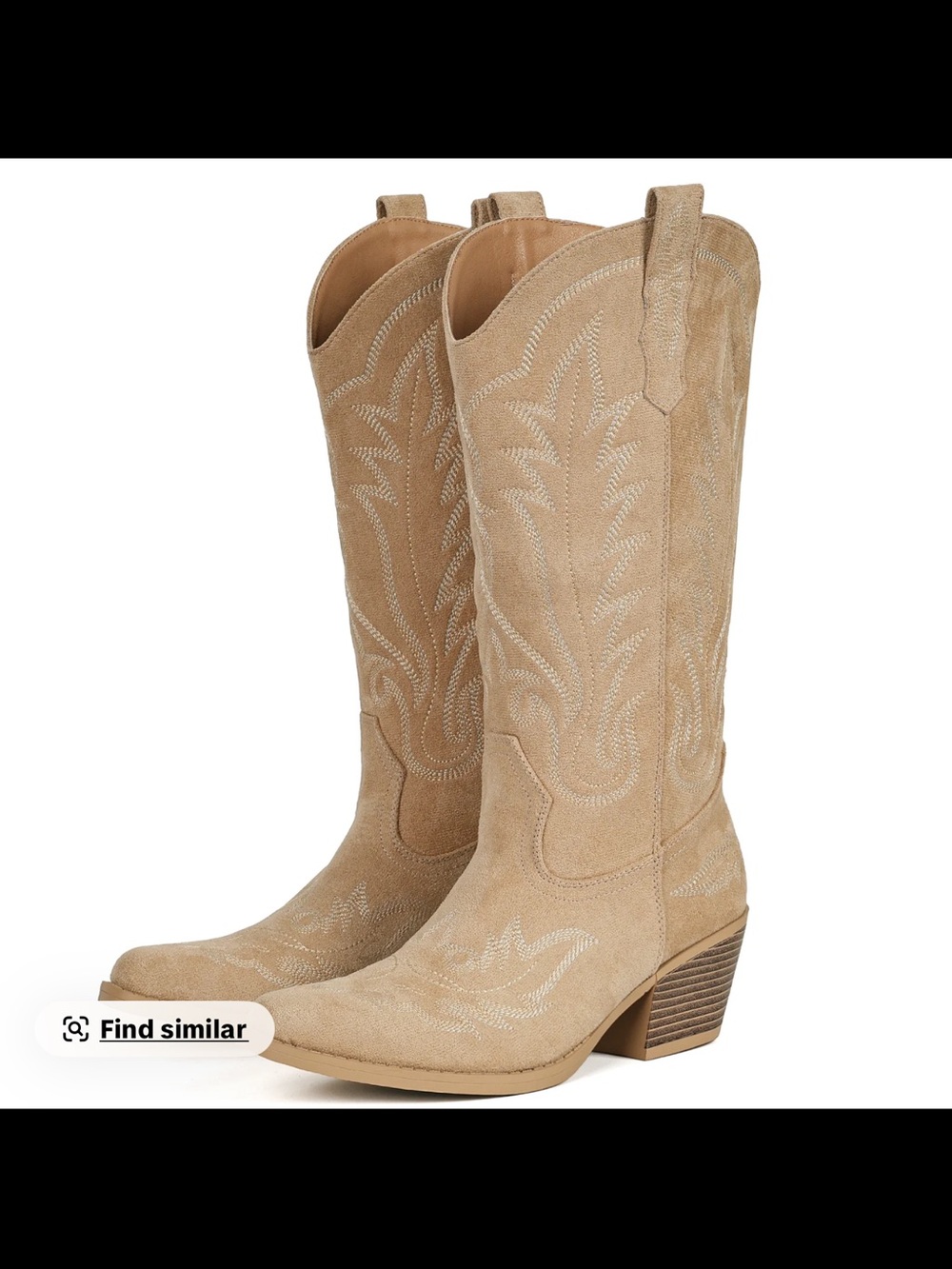Tan women’s faux Suede Western Cowboy Boots